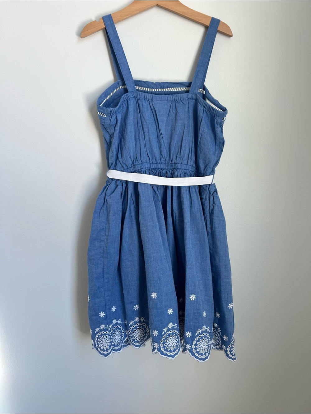 Cat & Jack | 100% Cotton Blue Sundress with White Waist Tie Size L (10-12) - Picture 7 of 15